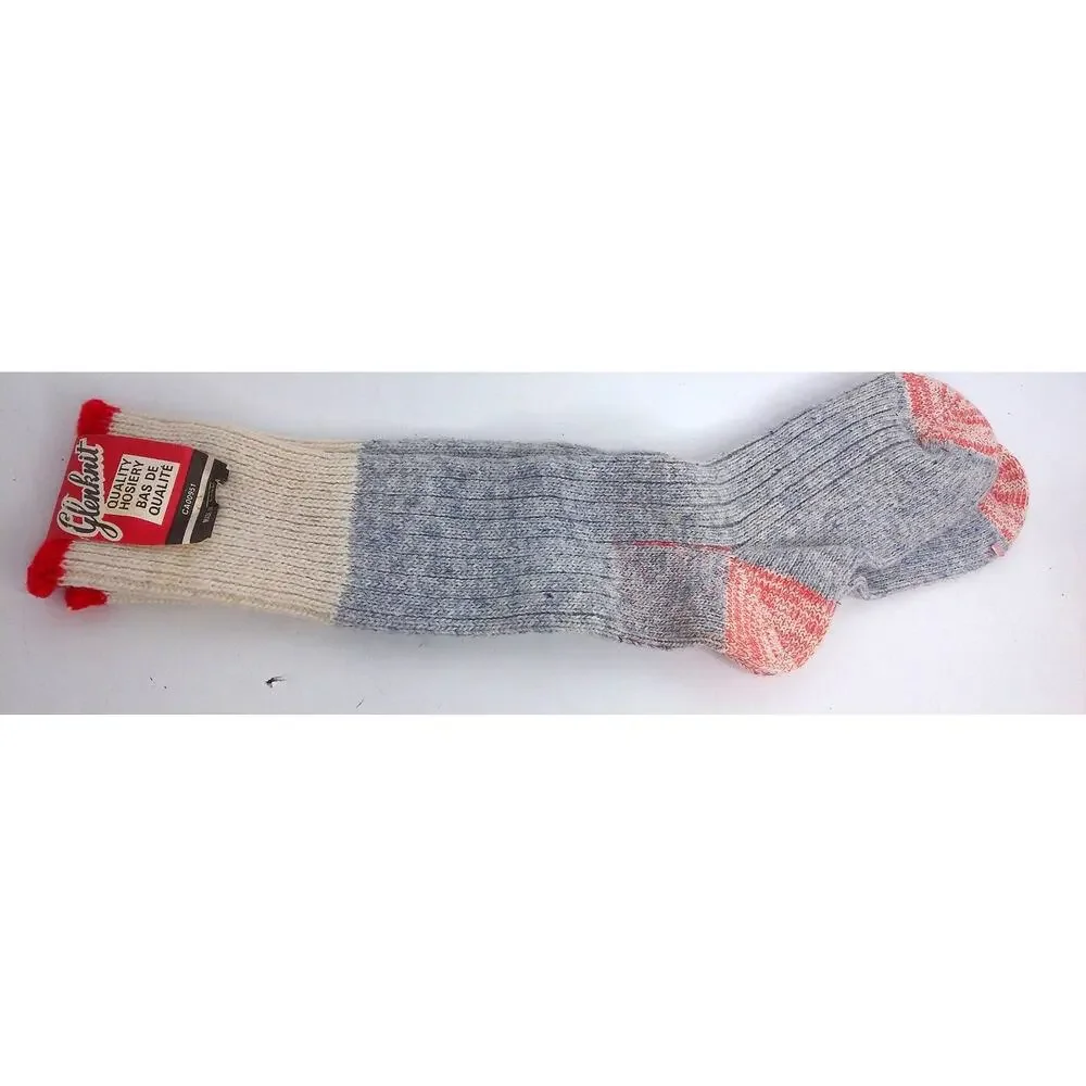 Vintage Glenknit Wool Socks Canada Grey Mens 7-8.5 Womens 8.5-10 New